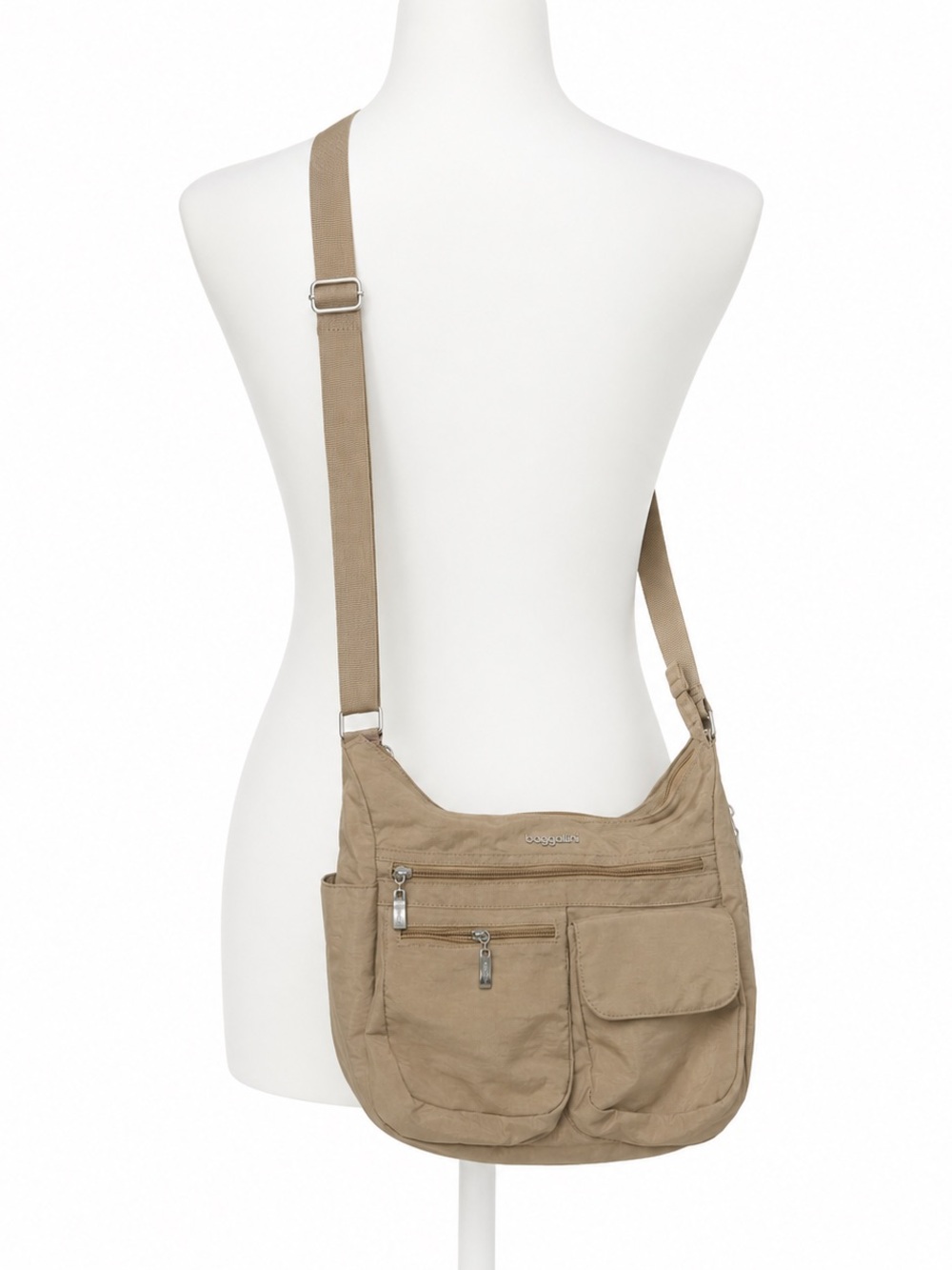 Baggallini Beige/Taupe Crossbody Organizer Bag